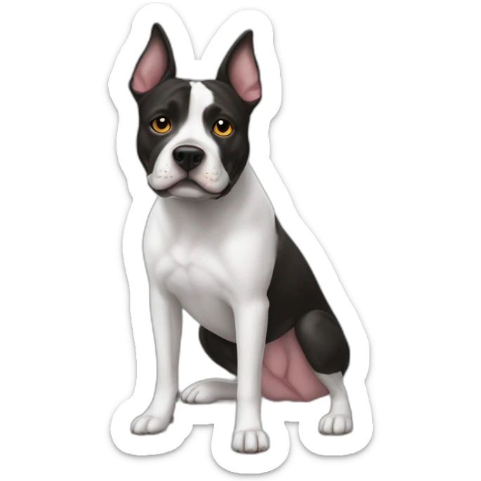 Staffi femmelle noir avec des chaussettes blanche et les oreilles recoube sticker