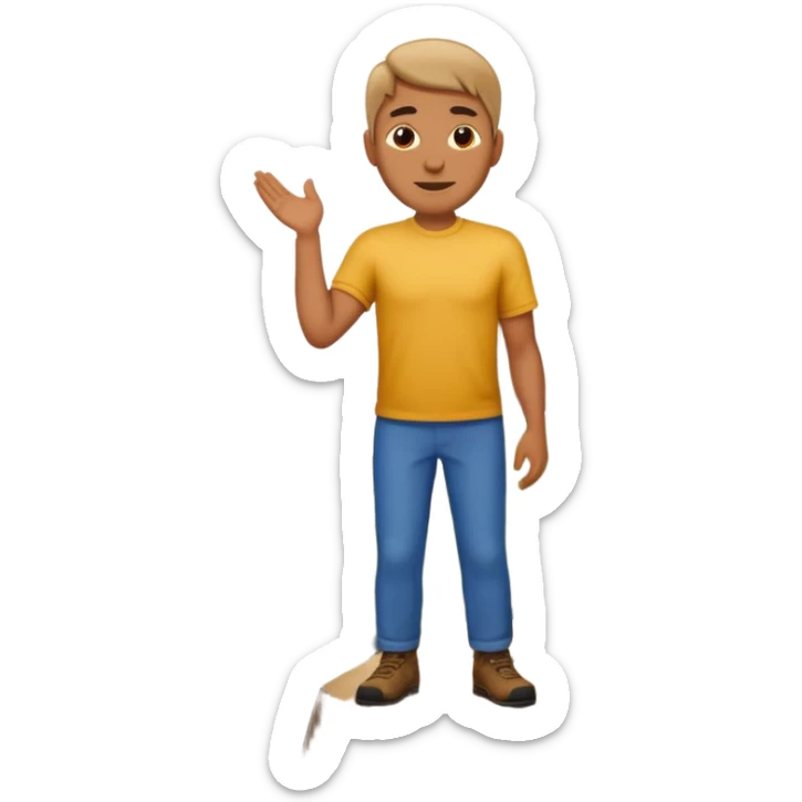 apple style emoji of a man standing proudly on a mountain peak, mountain under his feet, no background sticker
