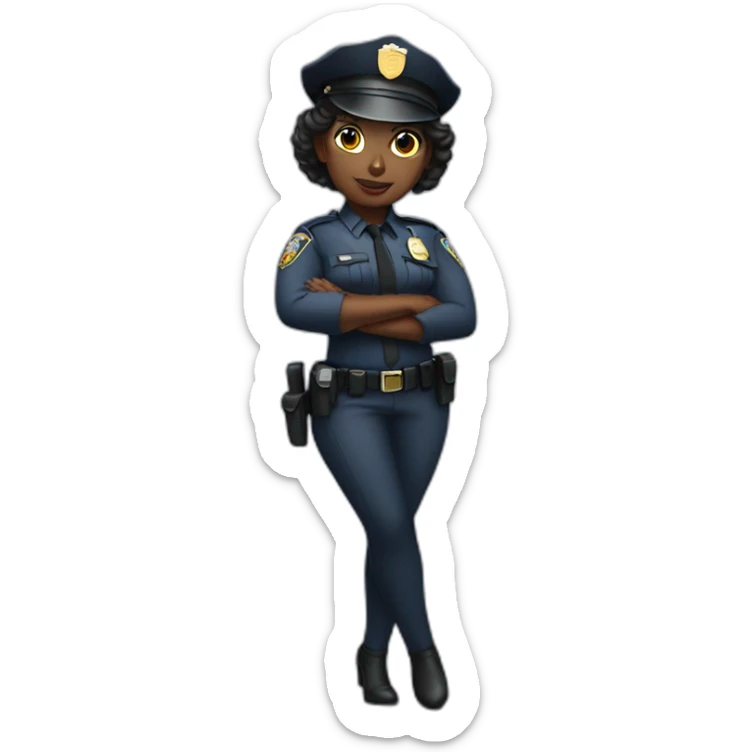 black police woman officer with tied hair dancing sticker