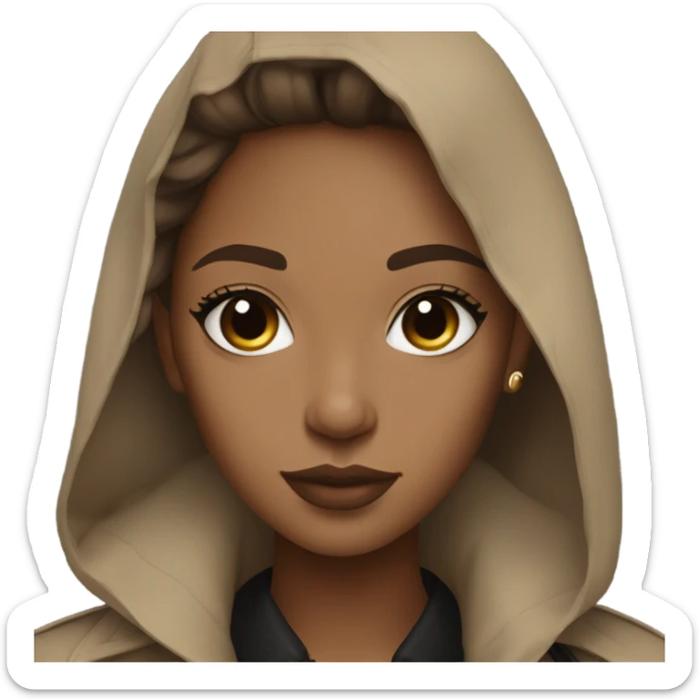 Aesthetic girl living her beat life light brown skin and light brown hair with a long trench coat outfit in black sticker