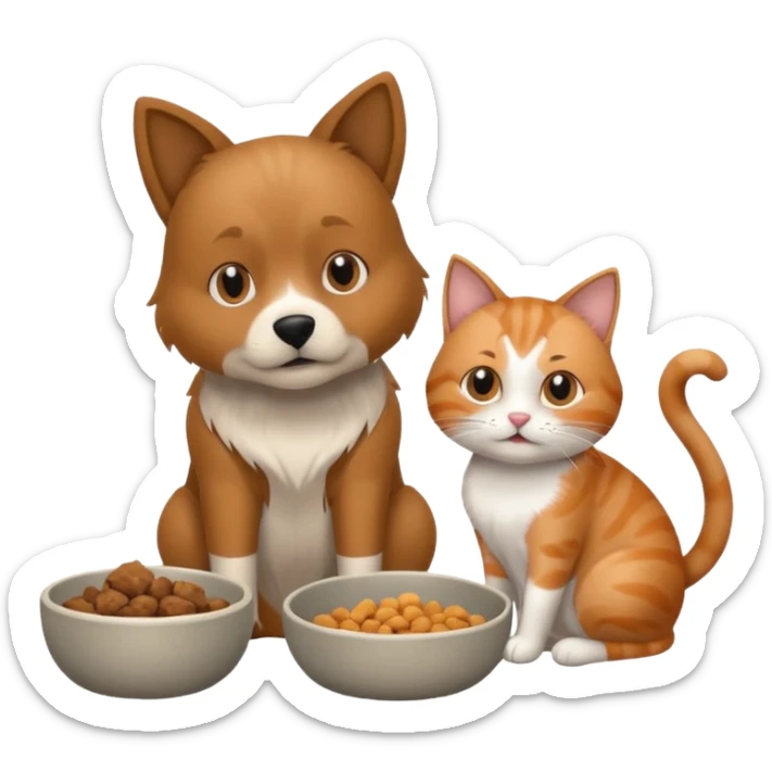 The dog is itching because of fleasThe dog is itching because of fleas, the cat is eating a lot of food from the bowl sticker