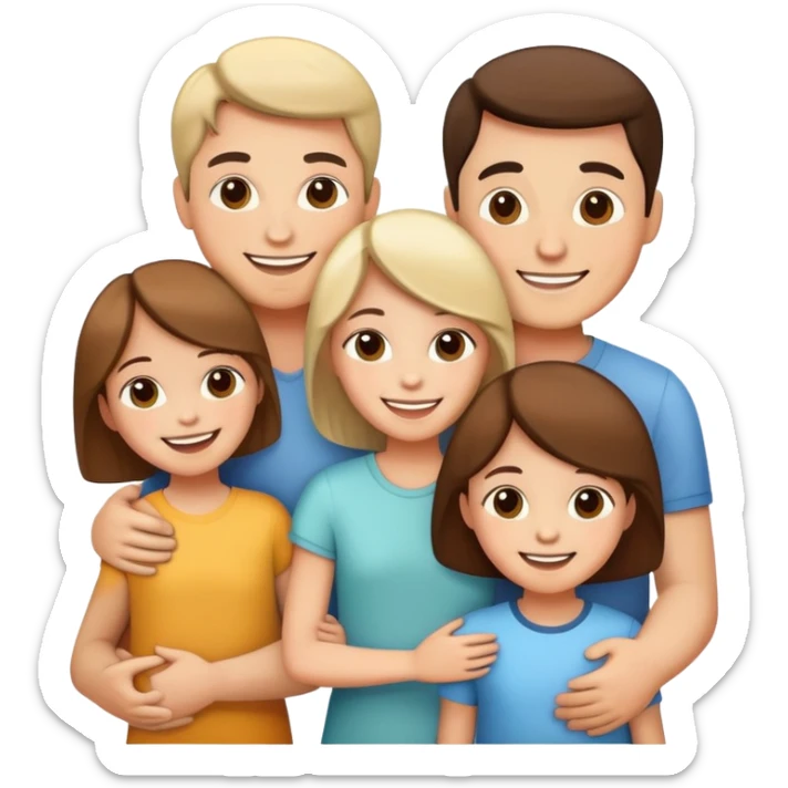 happy family with parents and children together sticker