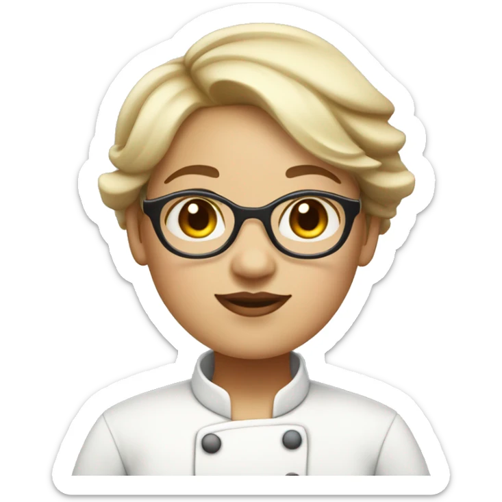 chubby chef girl with glasses and short hair light skin color sticker