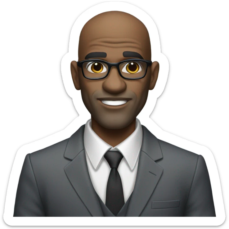 deon sanders with round face and suit and glasses and buzz cut and small eyes and over 50 small gray bearded receding hairline and small black eyes and wrinkled forehead sticker