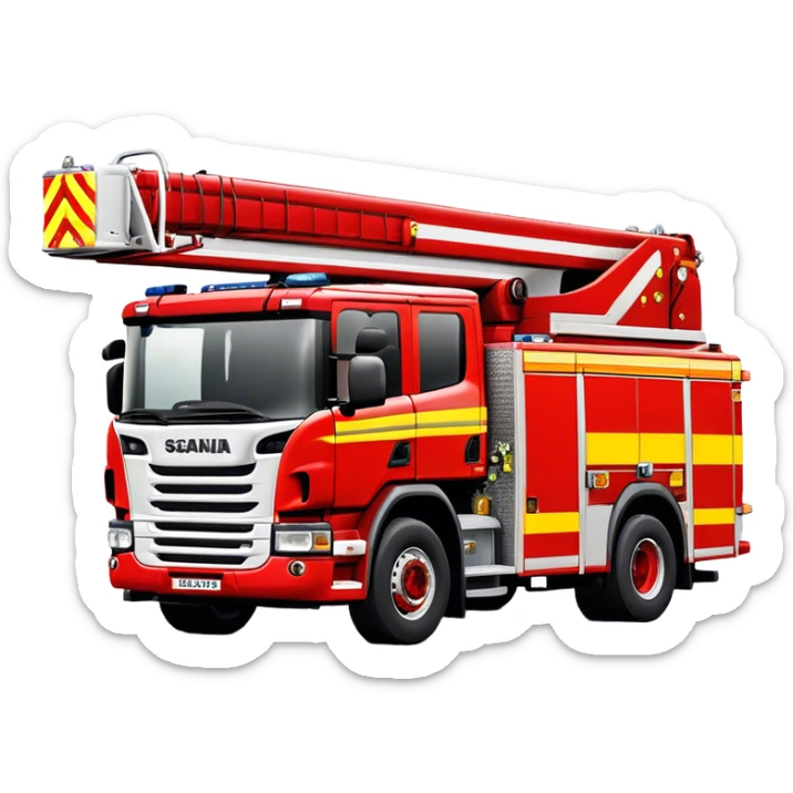 Fire Truck - Scania P320 Fire Truck (Model Year: 2015) (Iconic Colour: Red with white and yellow stripes) sticker