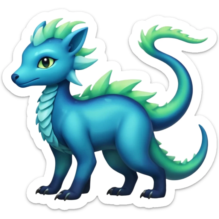 Shiny Dark Edgy  Aurorus-Inteleon-Amaura-Fakémon-hybrid-creature (full body)  sticker