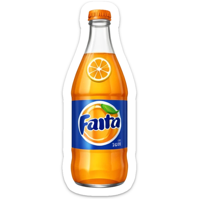 Una botella de cristal con el logo de Fanta con Fanta de limón dentro de color amarillo AMARILLA sticker