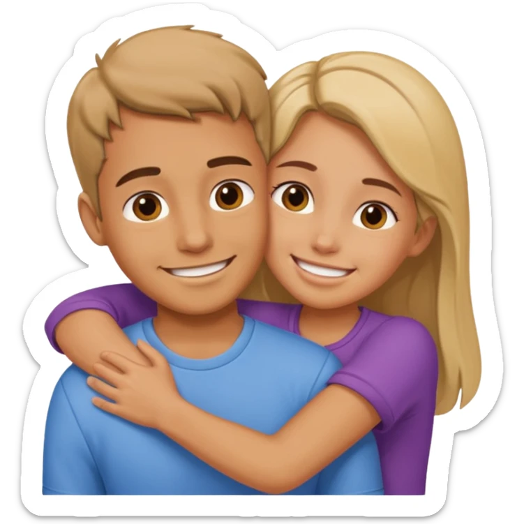 Texte ´Gros câlin’, en dessous un homme serre sa sœur dans ses bras sticker