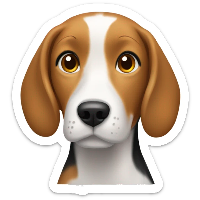 Beagle heureux avec une femme qui a les cheveux courts blancs  sticker