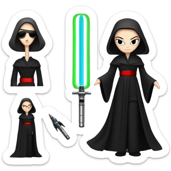 Jedi teen Morticia Addams flying a red Zephyr-J  sticker