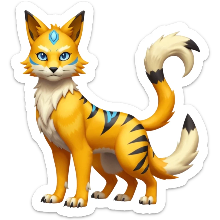 Matias-Koraidon-Renamon-Zeraora-Bastet-Fakémon-fusion-creature, full body sticker