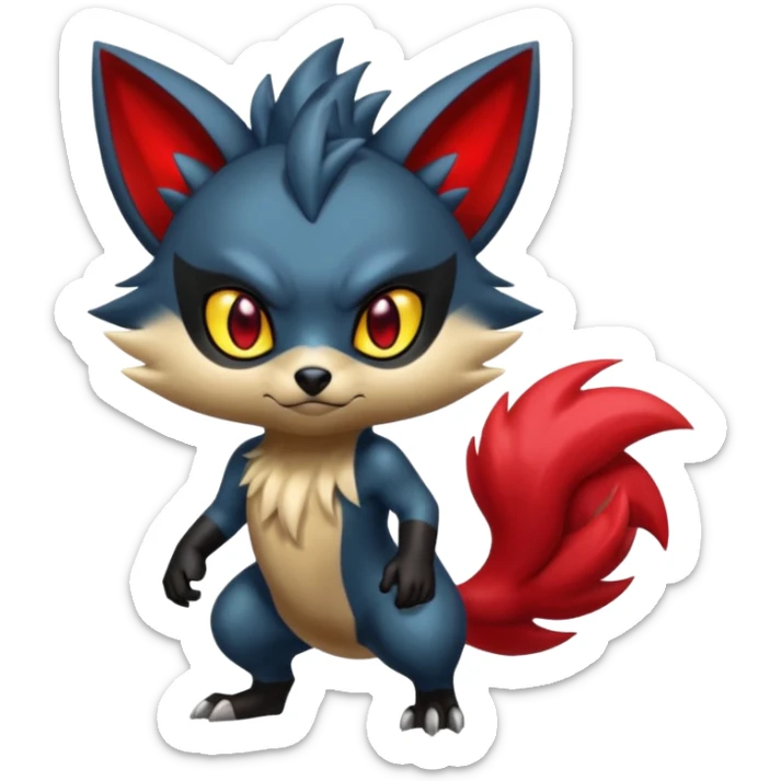 Shiny Cool Badass Zorua-Fakémon-hybrid-creature (full body)  sticker