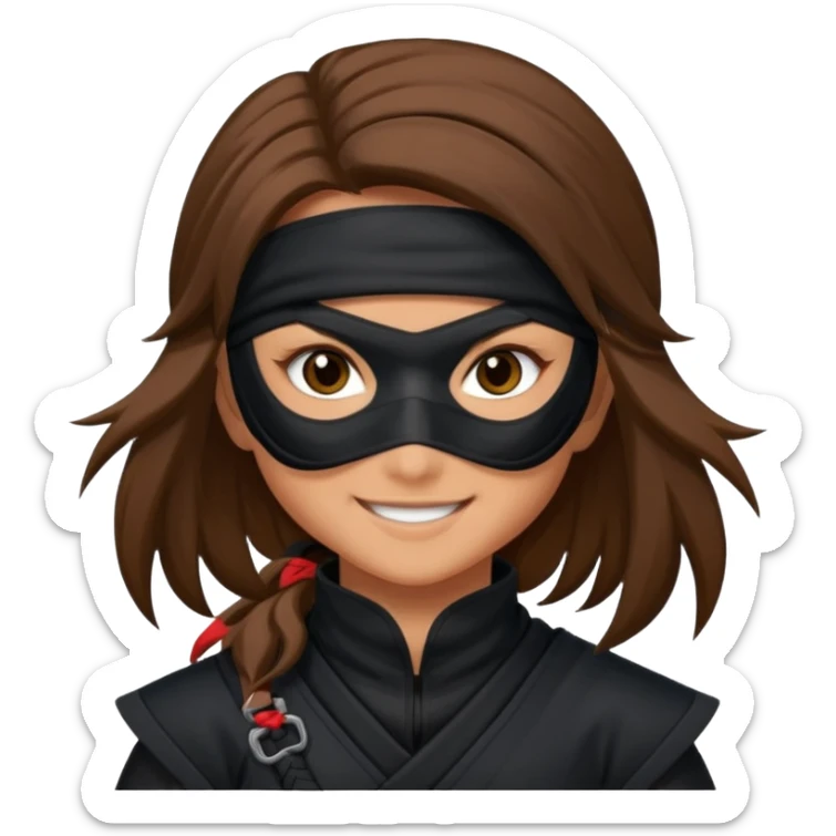 i need girl ninja smile with long brown hair sticker