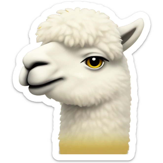 white silhouette of an Alpaca in front of a yellow (#FCD72B) background.   sticker