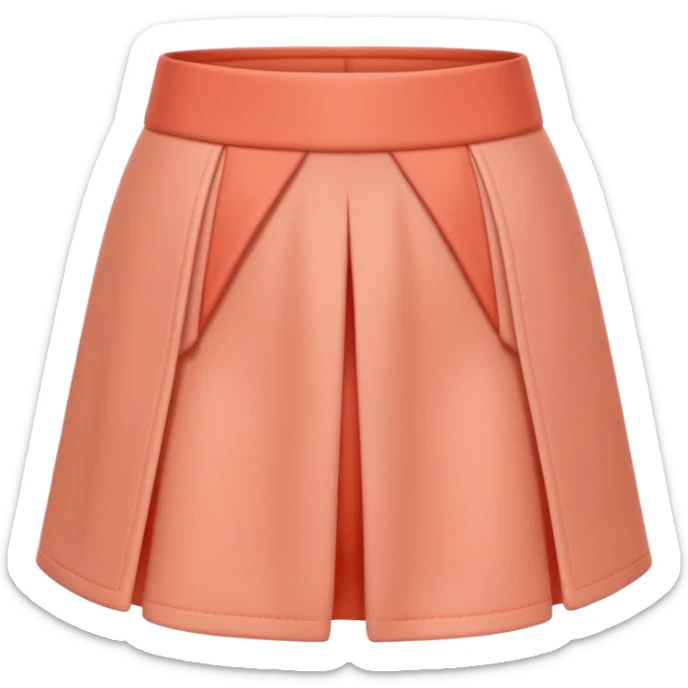 A 3D cartoon peach-coral skort (skirt-shorts combo) with gentle fabric folds and neat finish, isolated on plain background, Memoji-style. sticker