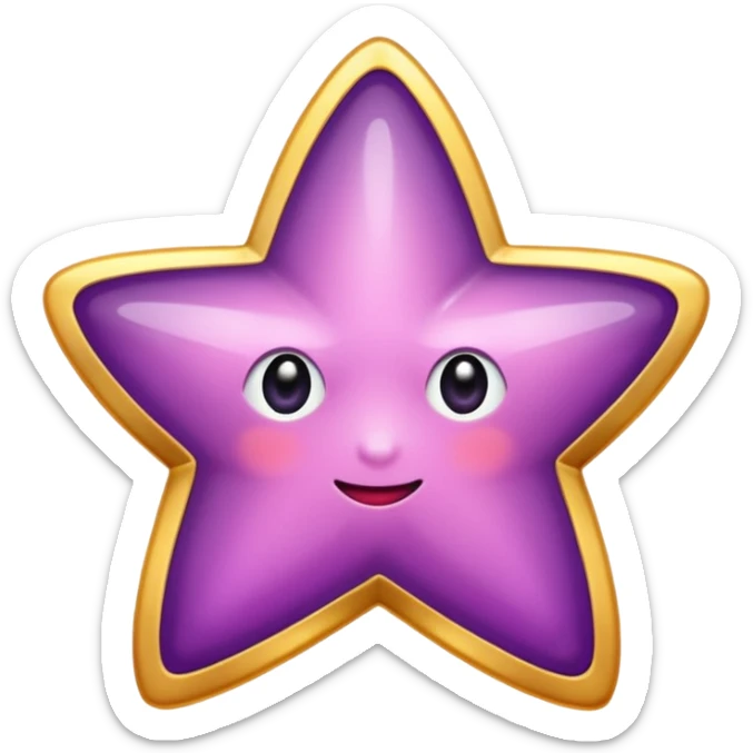 Quiero un emeji de estrella, pero que la estrella sea de oro rosa y brilli brilli con chispitas moradas sticker