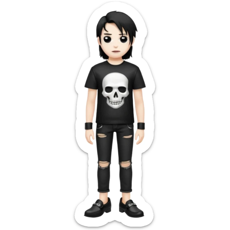 A black metal fan who is going on holiday wearing shiny black leather loafers sticker