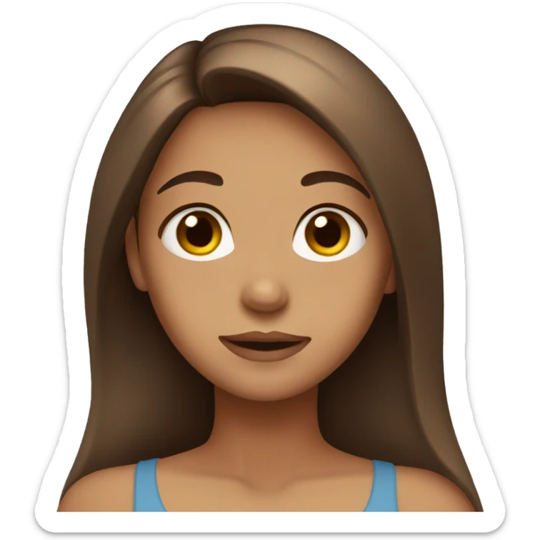 Girl with long brown hair and brown eyes sticker