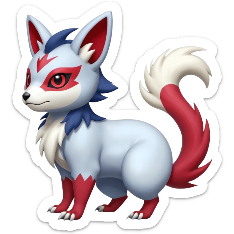 Electrike-Absol-Zorua-Furret-Zangoose-fusion-animal-Fakémon-hybrid-creature  sticker