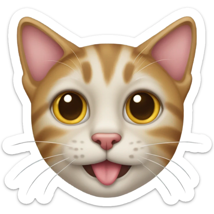 The cat emoji, but on each cheek is two halves of the heart emoji, like on the left cheek is the left half and on the right cheek is the right half. sticker
