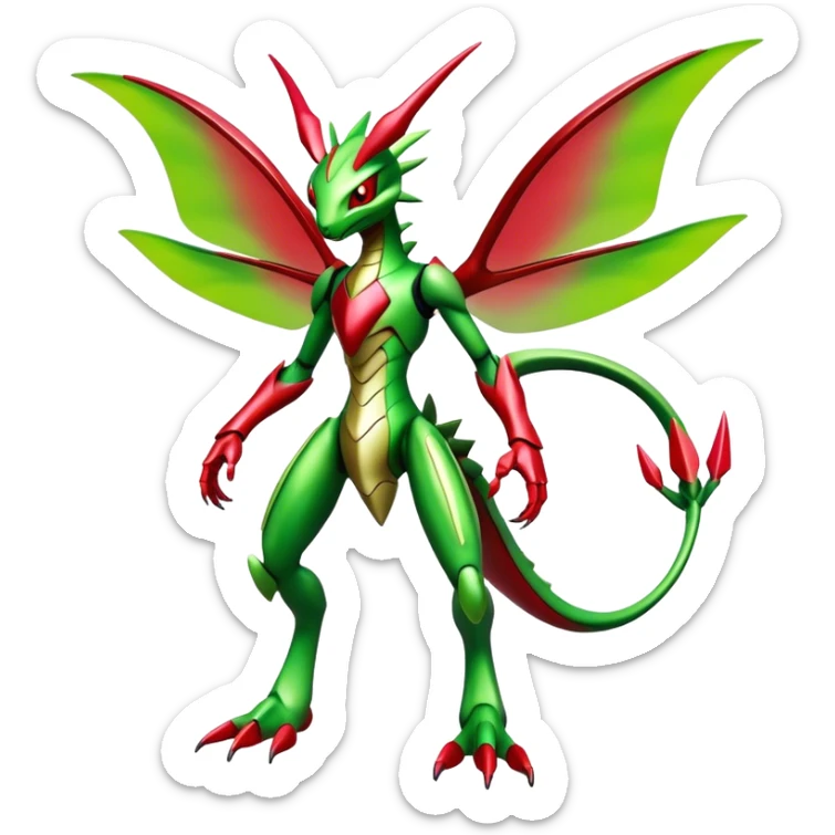  Cool Edgy Shiny Futuristic Ethereal Legendary Scizor-Digimon-Flygon-hybrid full body sticker