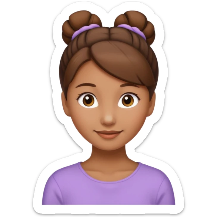 Girl with light brow skin and brown hair in bun sticker