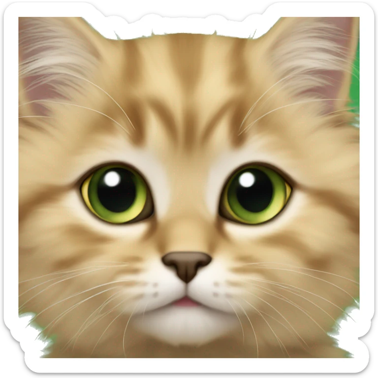fluffy golden scottish straight kitten with black tipped fur, and green eyes sticker