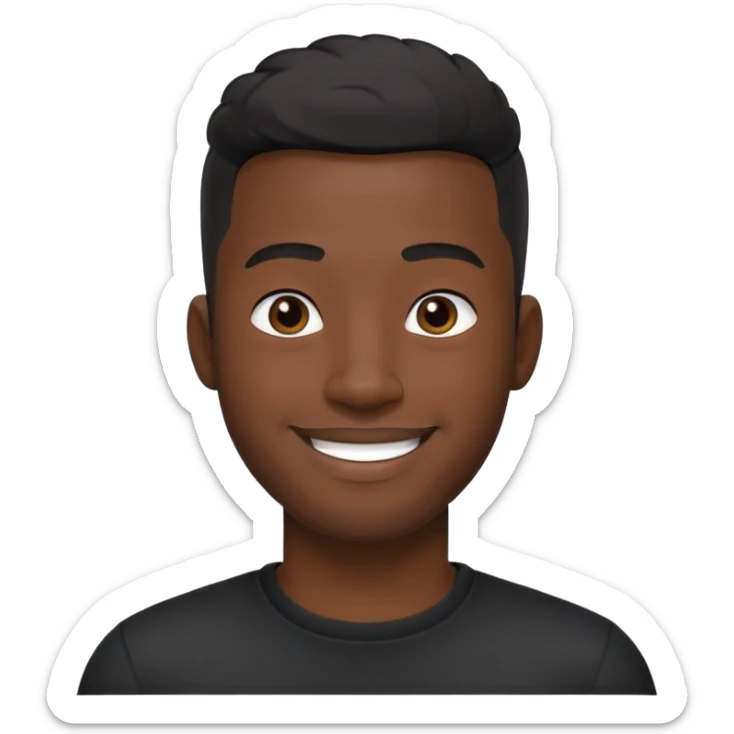 người đàn ông 30 tuổi,áo đen, da đen, tóc cắt cua màu đen, mặt cười vui vẻ, râu quai nón khá dày màu đen sticker