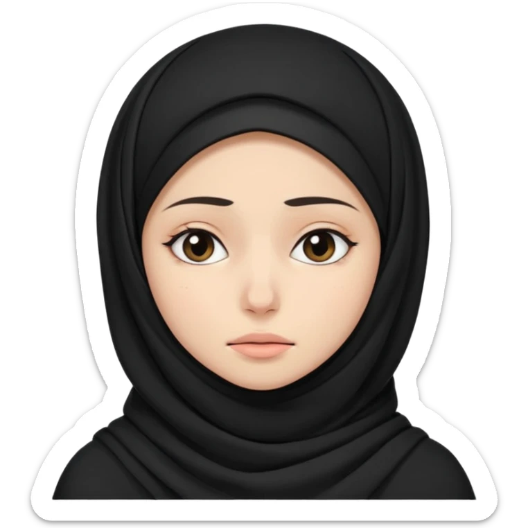 sick and tired woman in black hijab more expressive and cuter style of drawing sticker