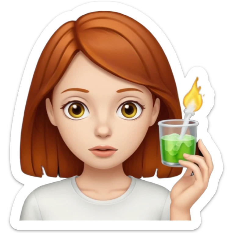 dark ginger hair girl with smelly breath and brown eyes sticker