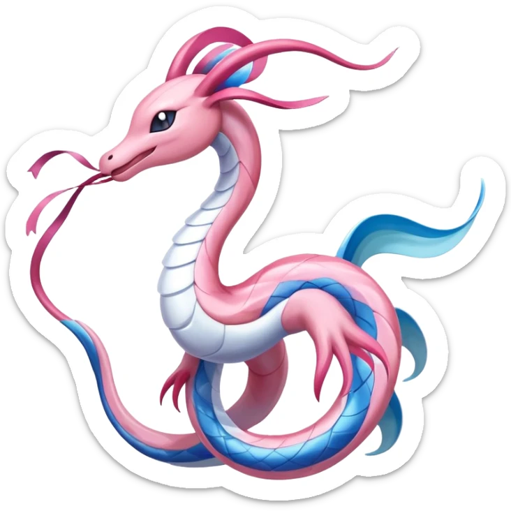 Milotic-Sylveon-Dragonair-Fakémon-hybrid-creature (full body)  sticker