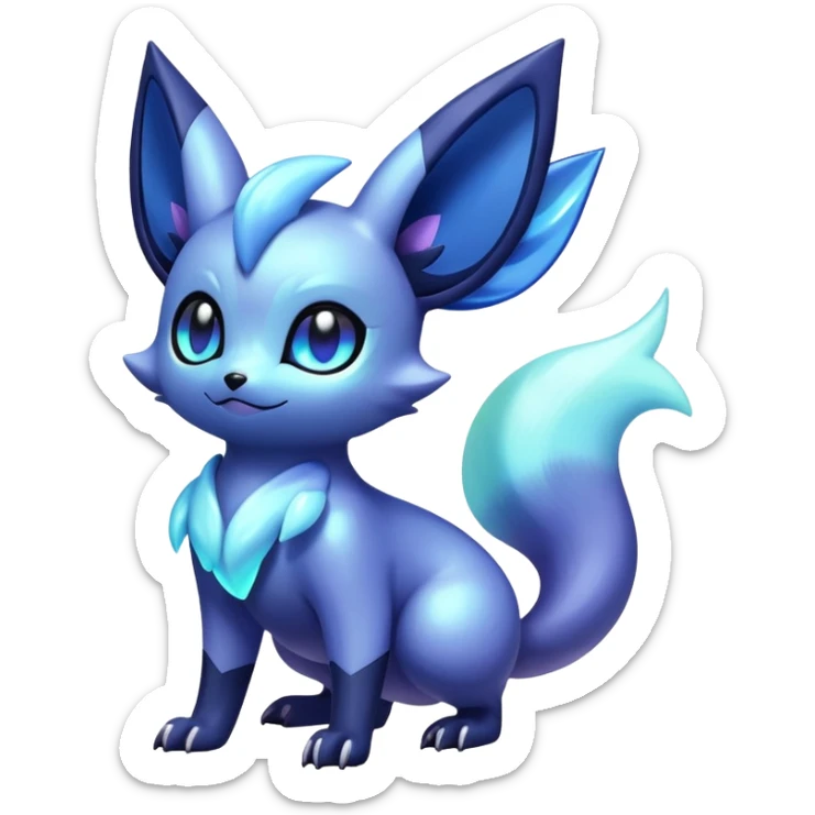 Shiny pastel futuristic Nebulae Noibat-Meowstic-Umbreon-Fakémon-hybrid-creature (full body)  sticker