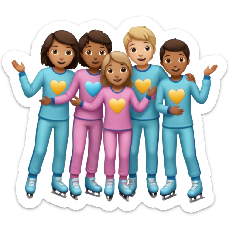 skating rink sleepover with teen boys & girls skin color brown and tan sticker