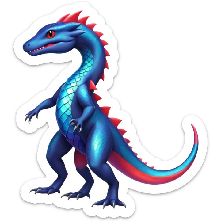 Colorful Iridescent Exotic Salandit-Aurorus-Salazzle-Salamence-Fakémon-hybrid-creature (full body)  sticker