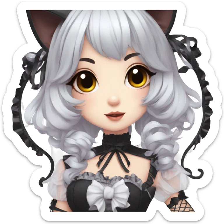 Edgy Kawaii Cute Cool Beautiful Elegant Pretty Anime Punk Lolita Catgirl sticker
