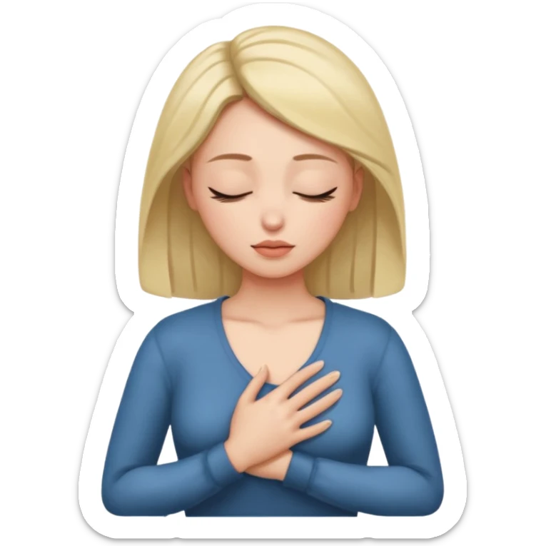 una mano en pecho ojos cerrados femenino sticker