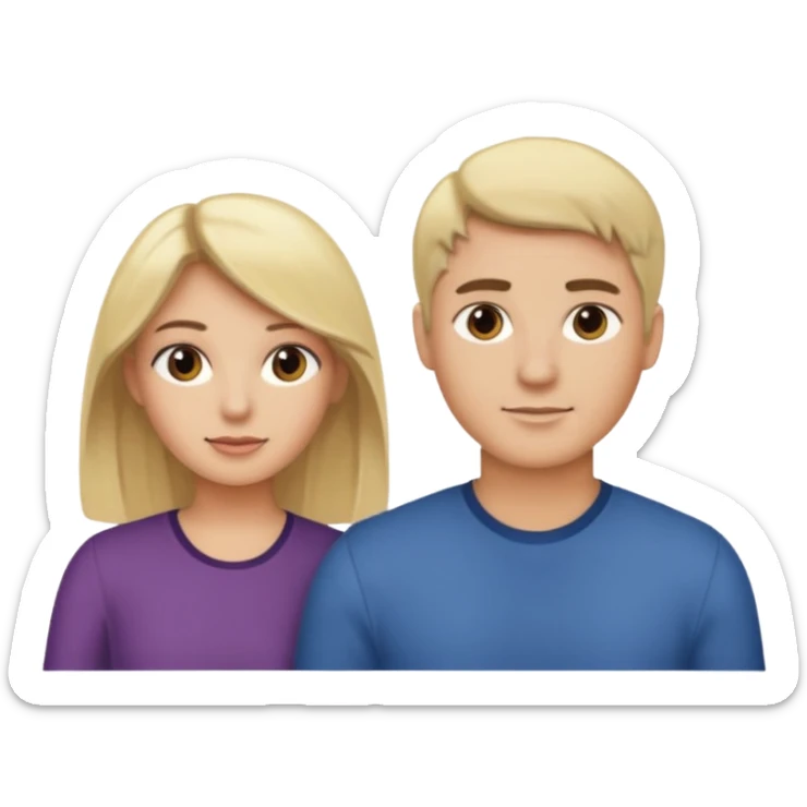 couple male blonde hair female dark brown hair sticker