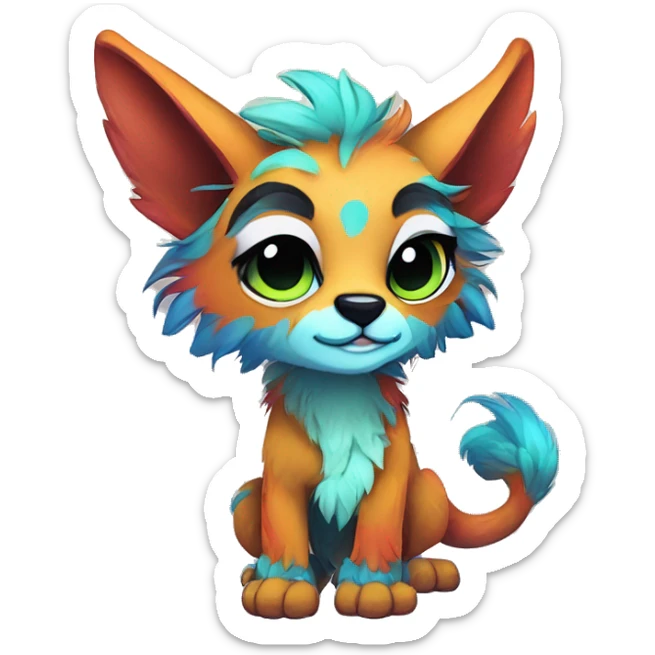 Cool cute Kawaii edgy colorful fantasy animal fursona by griffsnuff & LiLaiRa & Falvie full body sticker