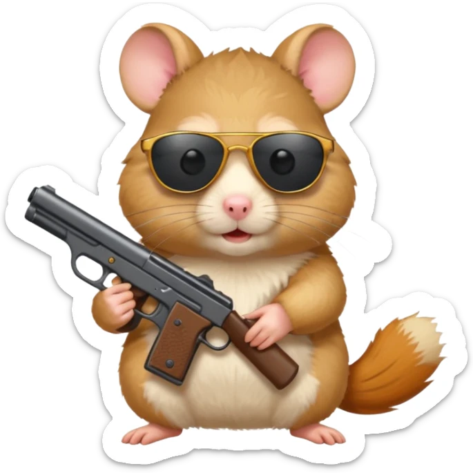 Hamster qui a des lunettes de soleil et un flingue  sticker