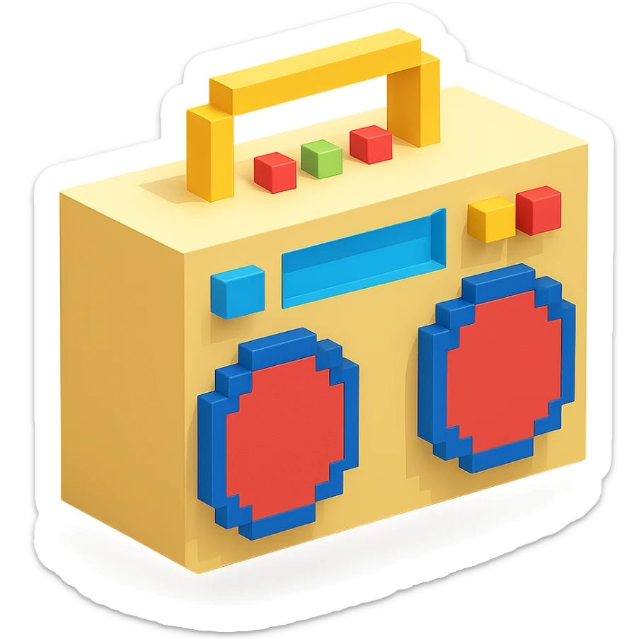 beige boombox sticker