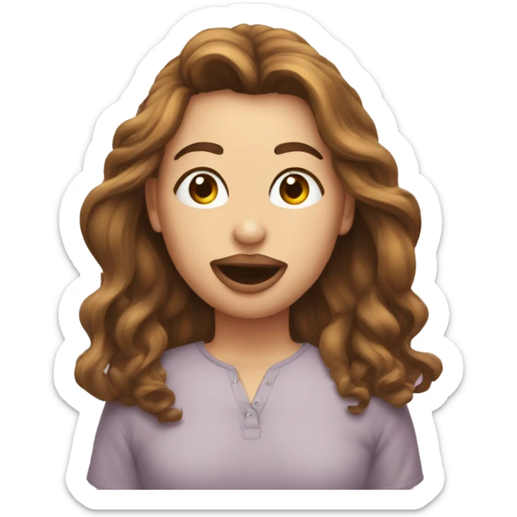 emoji con una ceja levantada y los labios inchados y un moño en el pelo sticker