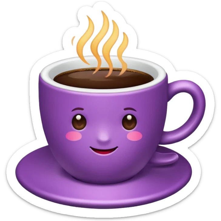 Create minimalist emoji in the style of Coffee Lover — a coffee shop and roastery brand.
Style: cozy, warm.
Colors — purple-pink range.
☕️ cup of coffee sticker