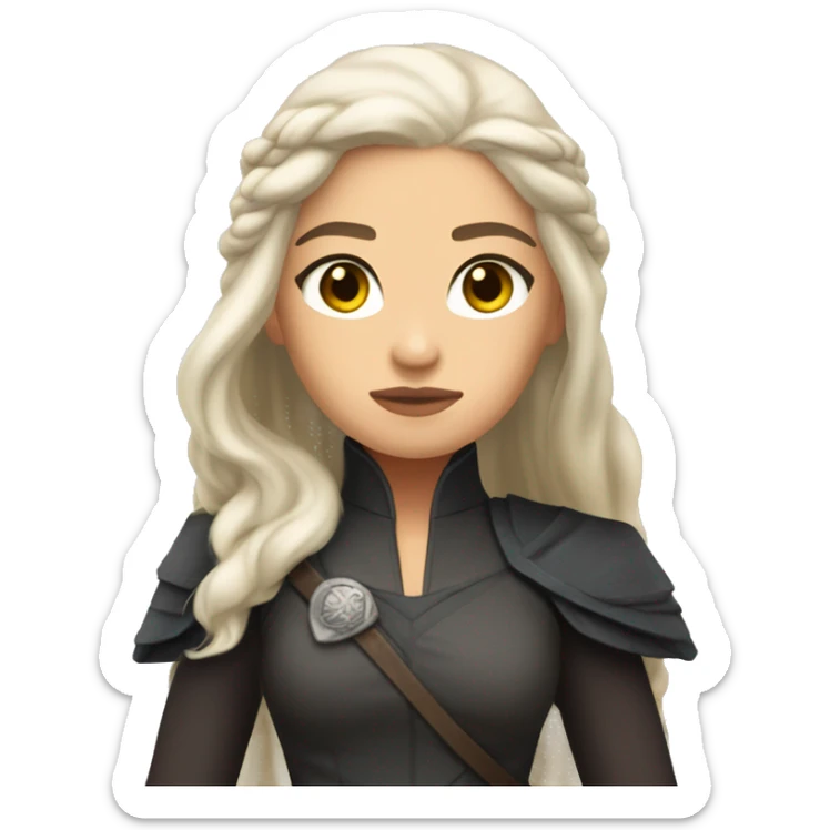 daenerys tan skin dark eyes long hair dark clothing serious sticker