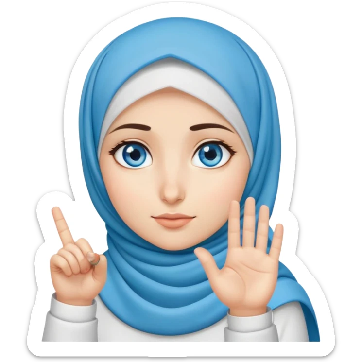 Turkish beautiful finish Konya girl blue eyes with hijab and says no with her finger  sticker