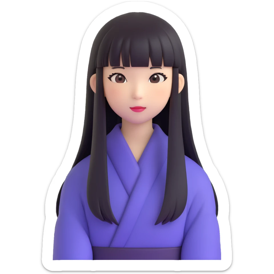 Japanese girl with straight bangs and long straight hair sticker