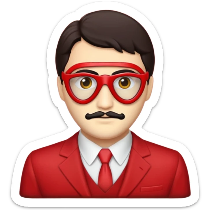 Emoji de la película La casa de papel máscara y la ropa rojo y la máscara color crema  realista  sticker