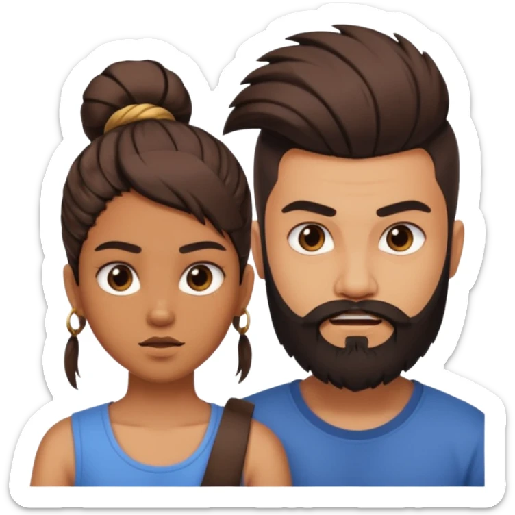 brother and sister fighting modern culture naughty  - indian skin and hairstyle - men beard  sticker