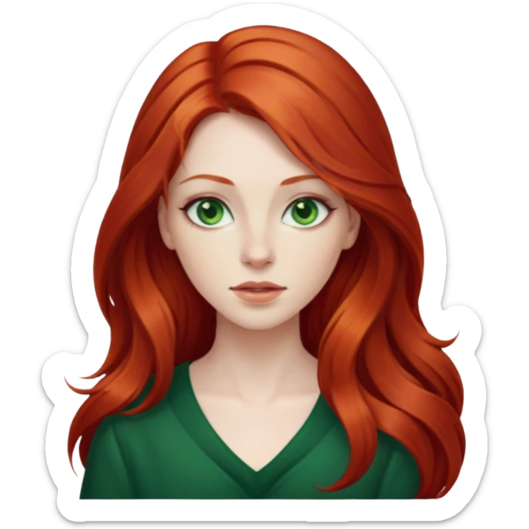 je veux un emoji femme rousse les yeux verts foncé et les cheveux plus longs  sticker
