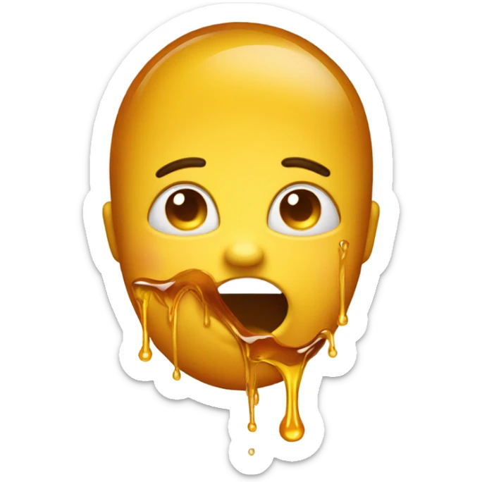 Emoji face with honey coming out of his mouth sticker