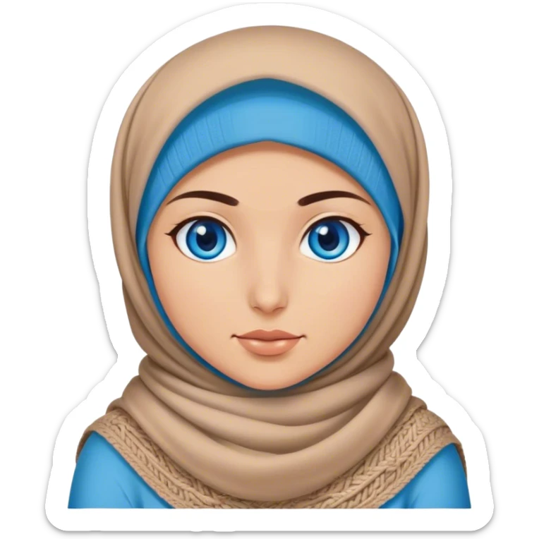 Turkish beautiful finish Konya girl blue eyes with hijab and knitting  sticker